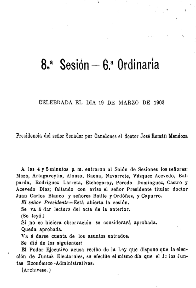 DIARIO DE SESIONES DE LA CAMARA DE SENADORES del 19/03/1902